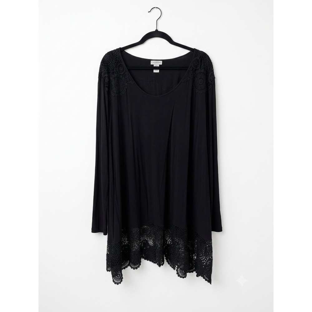 Catherines Black Crochet Lace Hem Size 4X